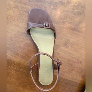 J. Crew Tan Lizard Embossed Leather Sandals 10.5 New
